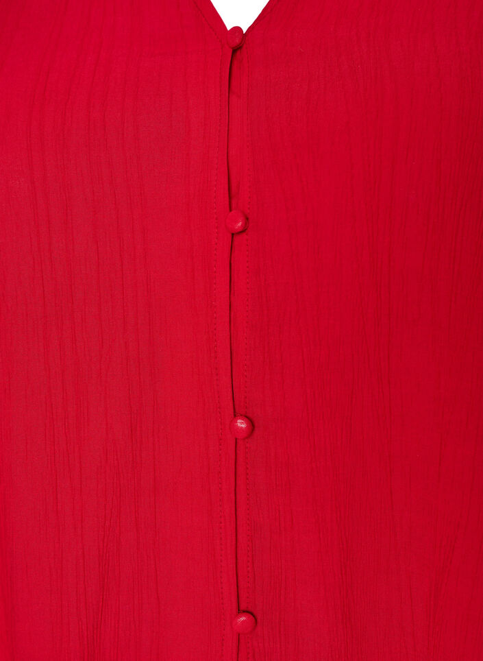 Lockere Tunika mit gekr&auml;uselter Struktur und R&uuml;schensaum, Rot, Packshot image number 2