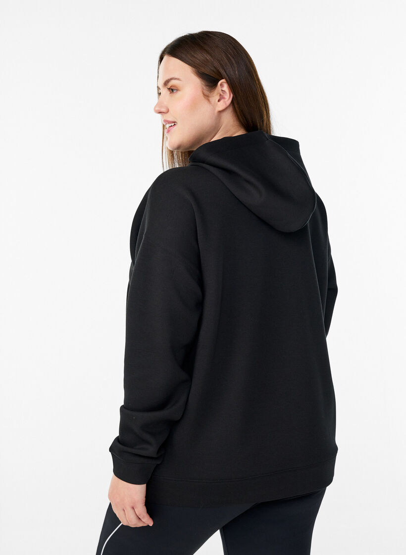 Scuba-Hoodie mit Reißverschluss und Taschen, Schwarz, Model image number 2