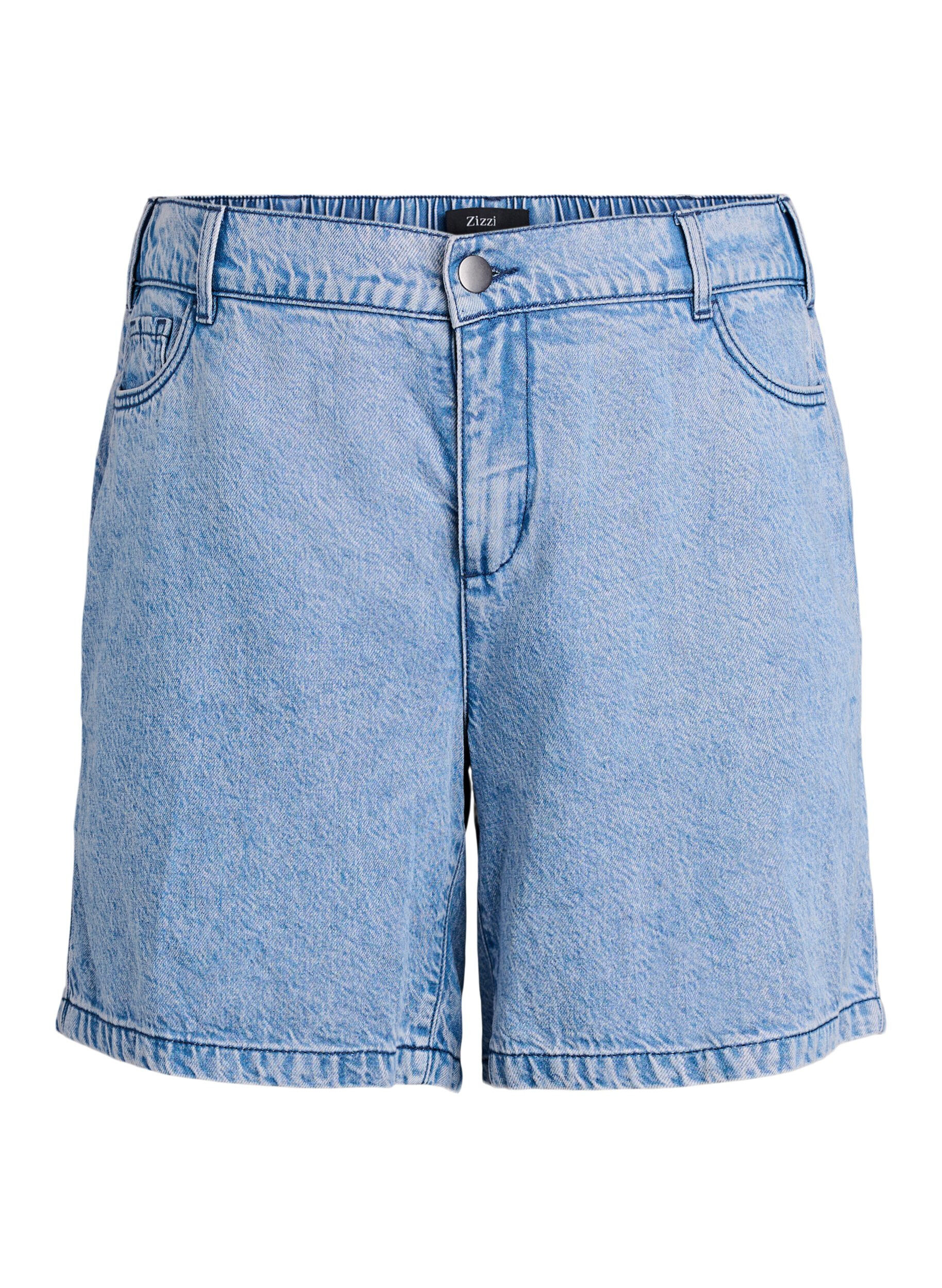 Locker geschnittene Jeansshorts mit hoher Taille