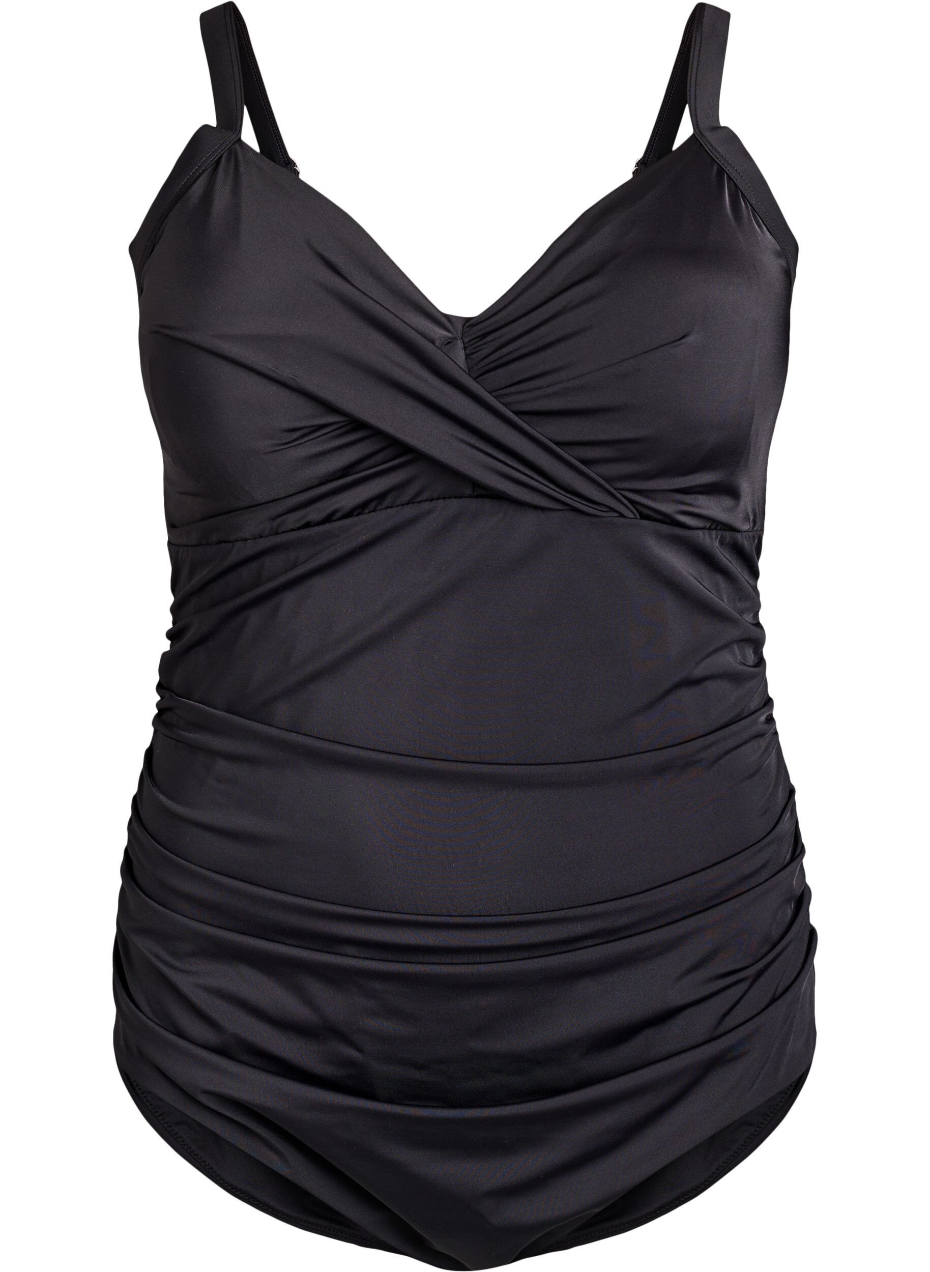 ZizziBadeanzug mit B&uuml;gel und Raffeffekt, Schwarz, Packshot image number 0