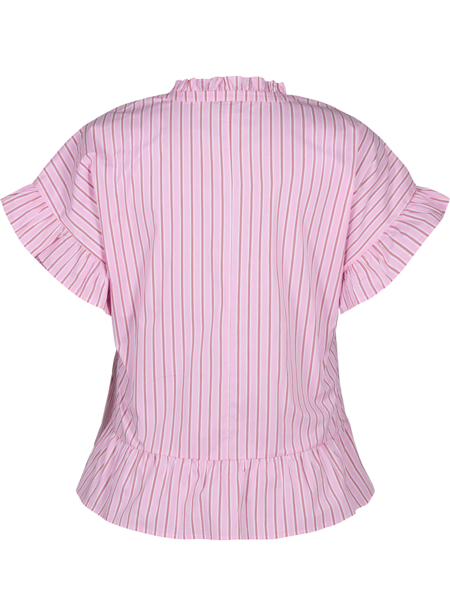 ZizziGestreifte Bluse mit Sch&ouml;&szlig;chen- und R&uuml;schendetails, Pink Red Stripe, Packshot image number 1