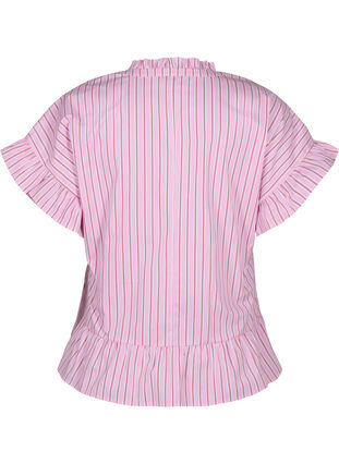 Gestreifte Bluse mit Schößchen- und Rüschendetails, Pink Red Stripe, Packshot image number 1