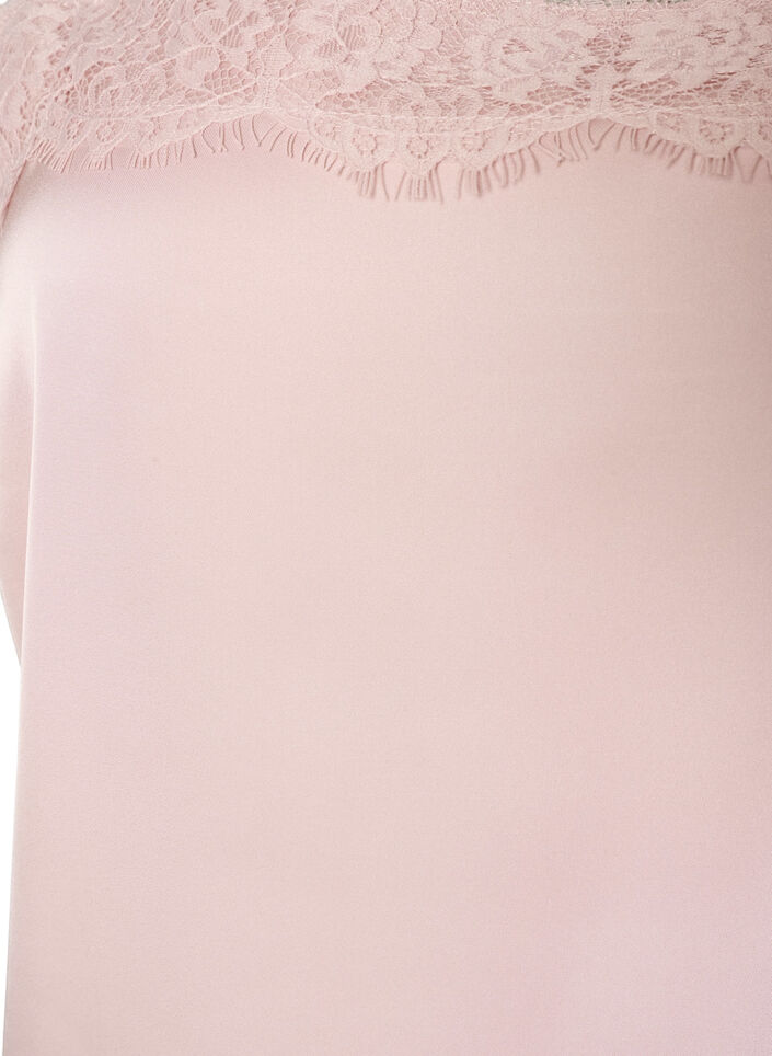 Langes Top aus Satin mit Spitzen, Rot, Packshot image number 2