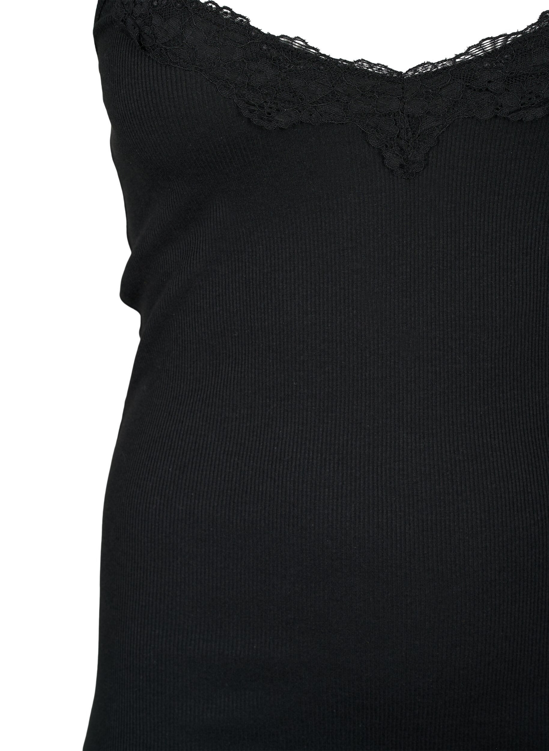 Zizzi2-Pack gerippte Nachttops, Black/Black, Packshot image number 2