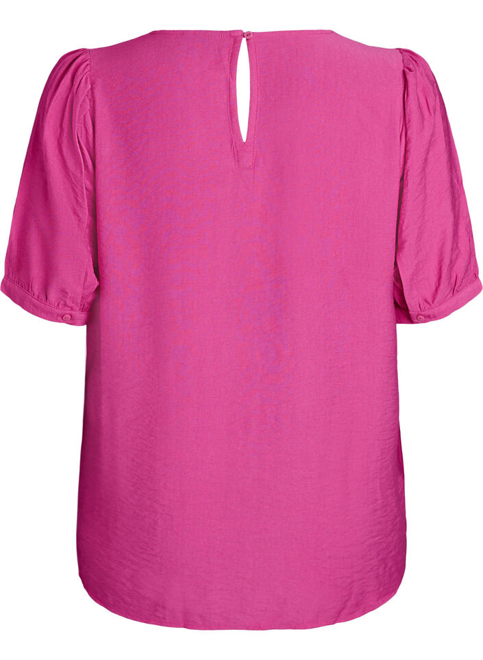 Bluse aus Viskose mit halben Ärmeln, Raspberry Rose, Packshot image number 1