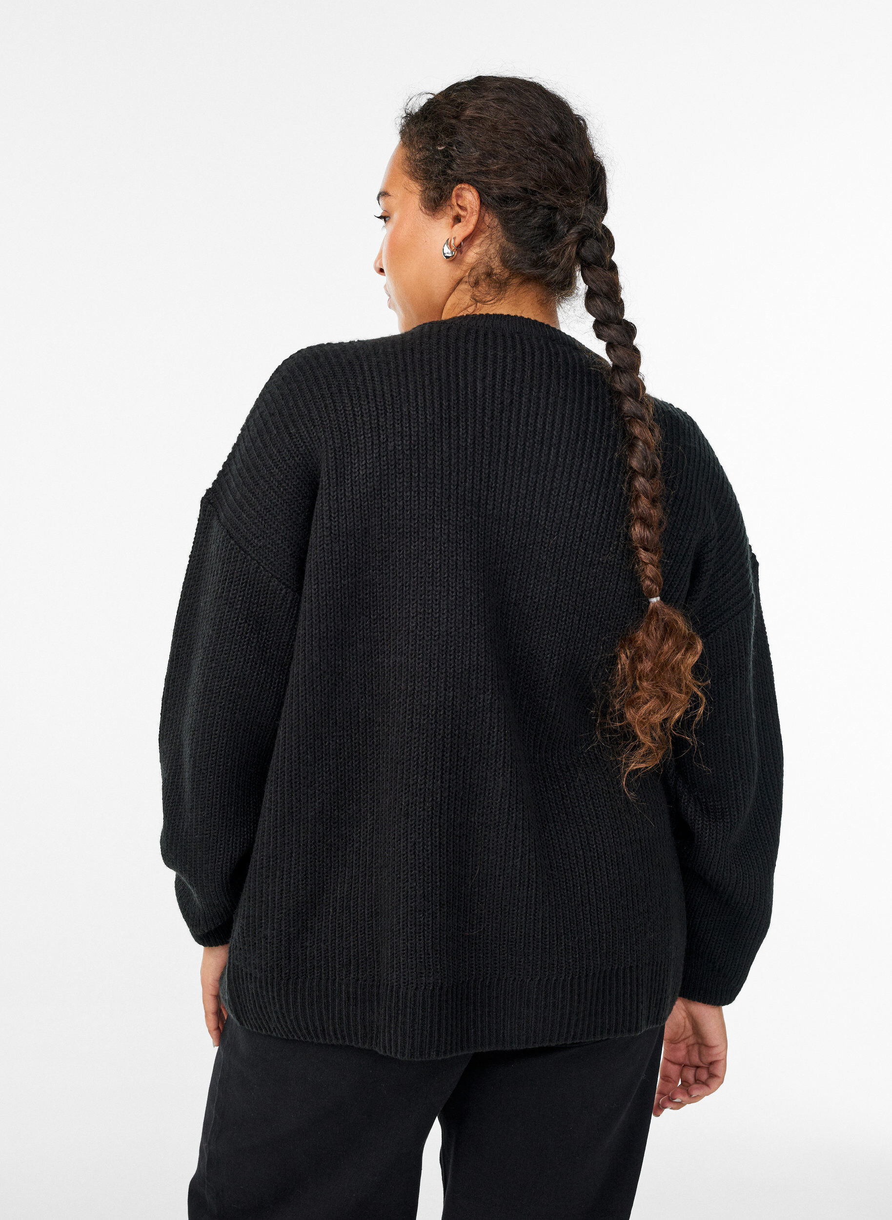 ZizziStrickjacke mit Rei&szlig;verschluss, Schwarz, Model image number 2