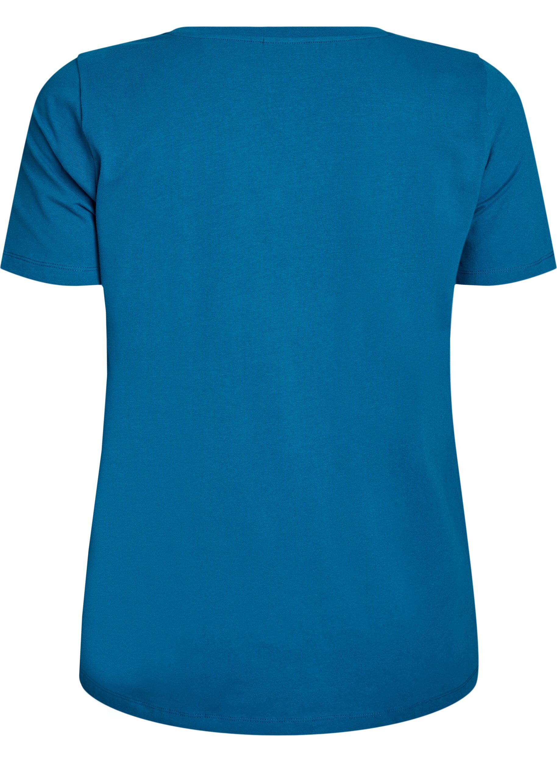 ZizziEinfarbiges basic T-Shirt aus Baumwolle, Petrol, Packshot image number 1