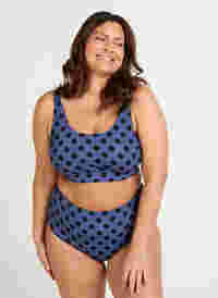 Hochtailliertes Bikiniunterteil mit Print, Blue Indigo Dot, Model