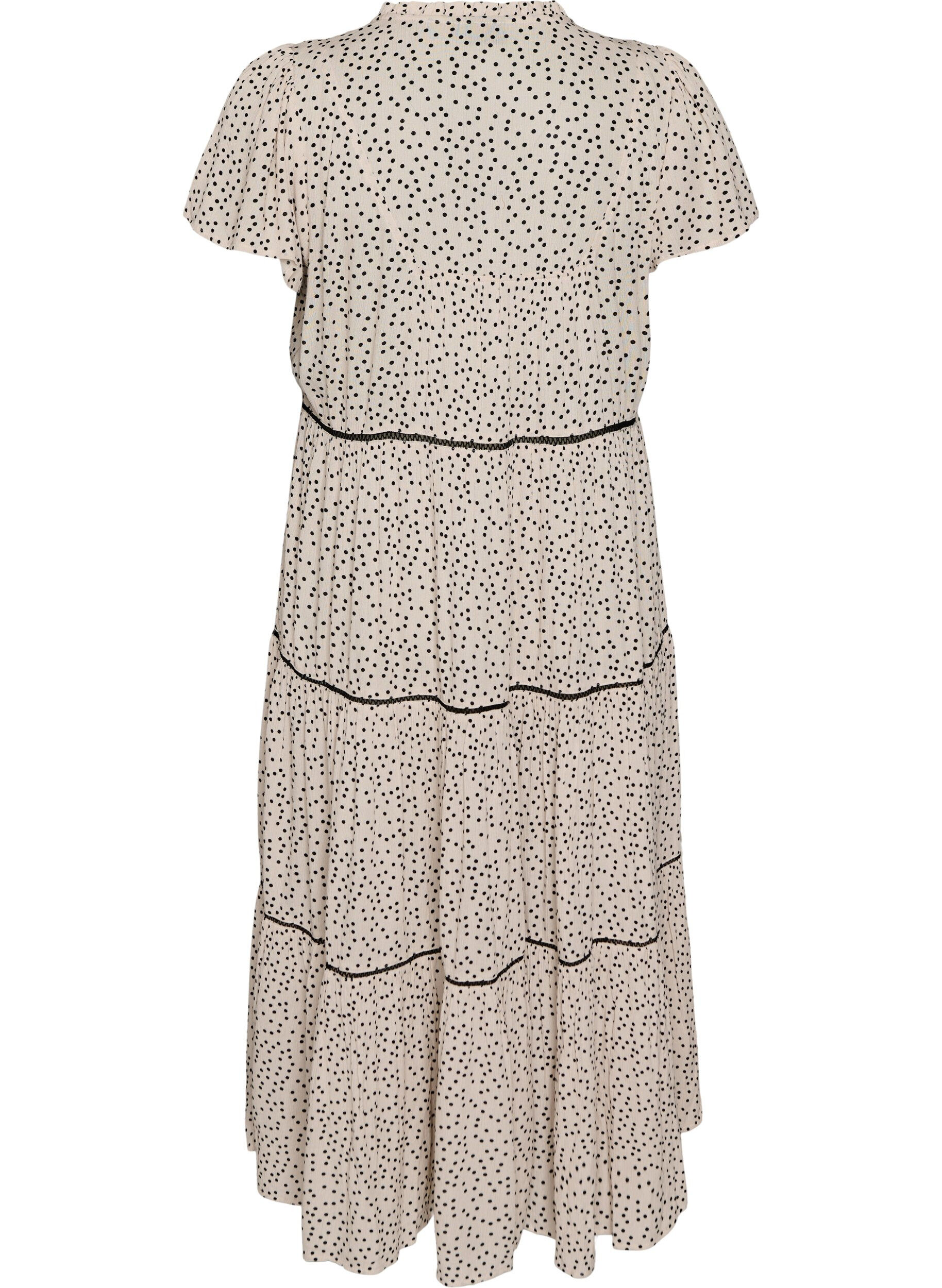 ZizziGemustertes Midikleid aus Viskose, Wei&szlig;, Packshot image number 1