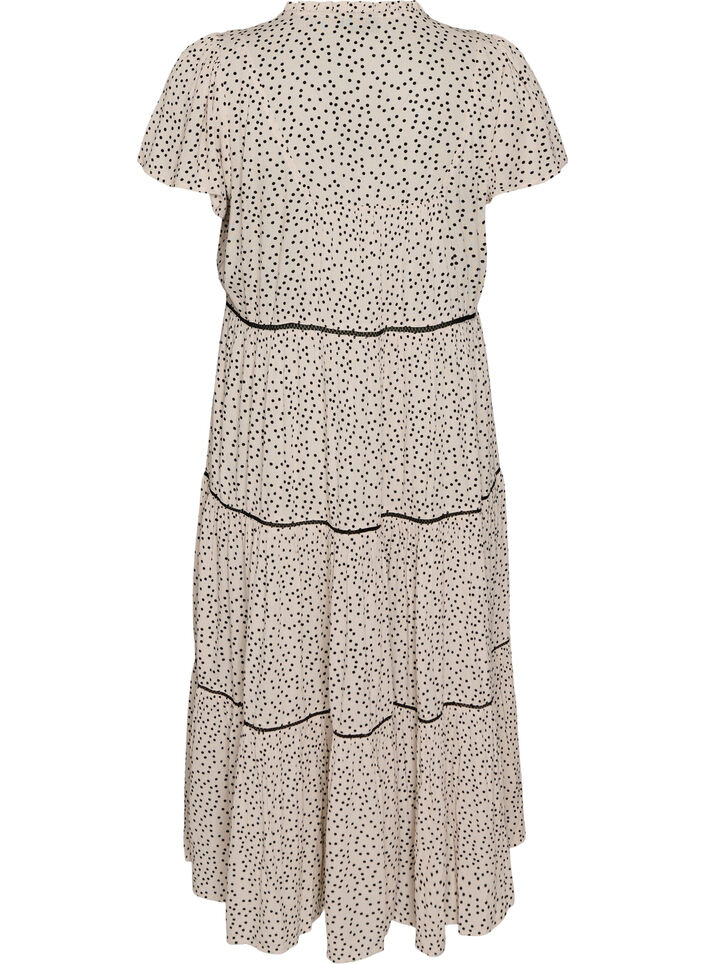 Gemustertes Midikleid aus Viskose, Wei&szlig;, Packshot image number 1