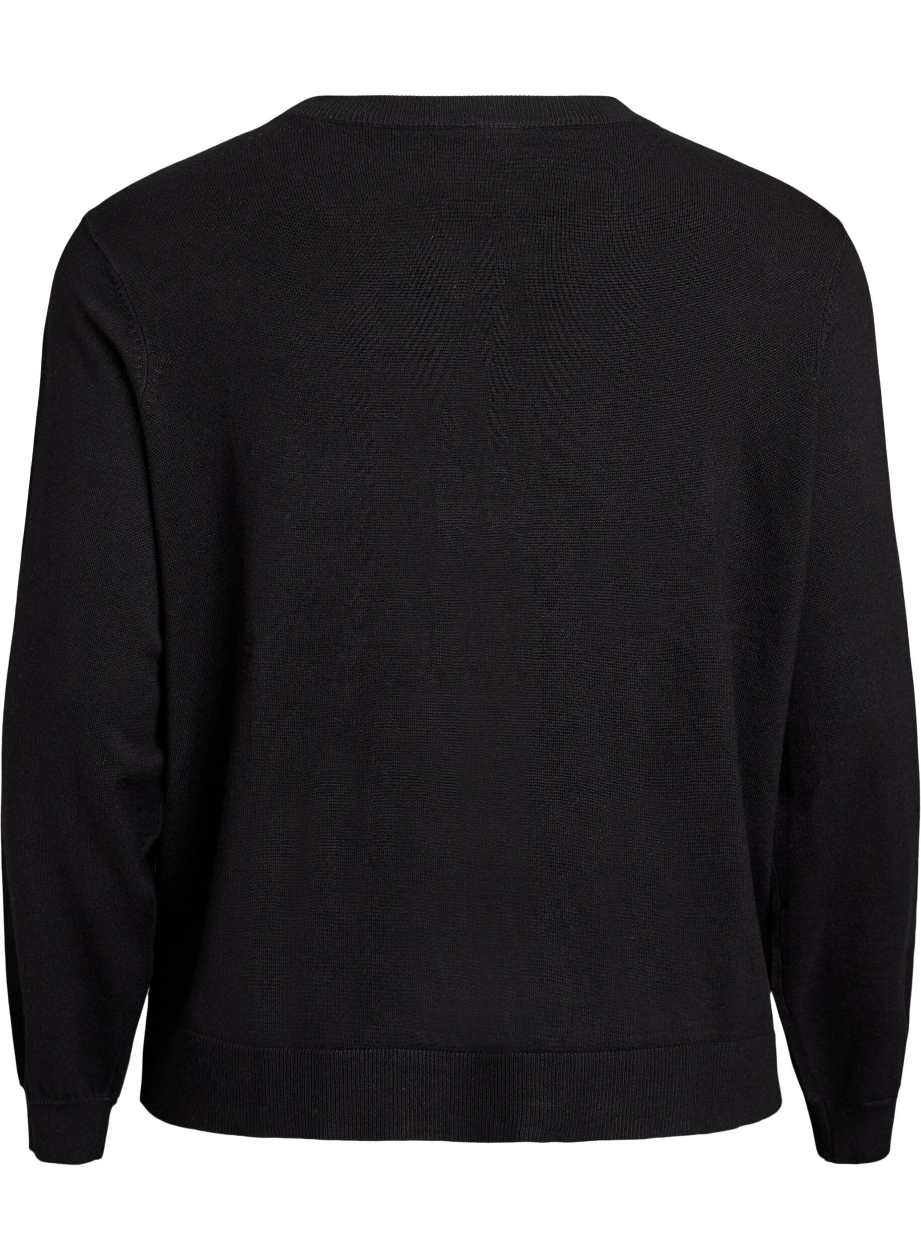 ZizziCardigan mit perlenbestickten Schleifen und Druckkn&ouml;pfen, Schwarz, Packshot image number 1