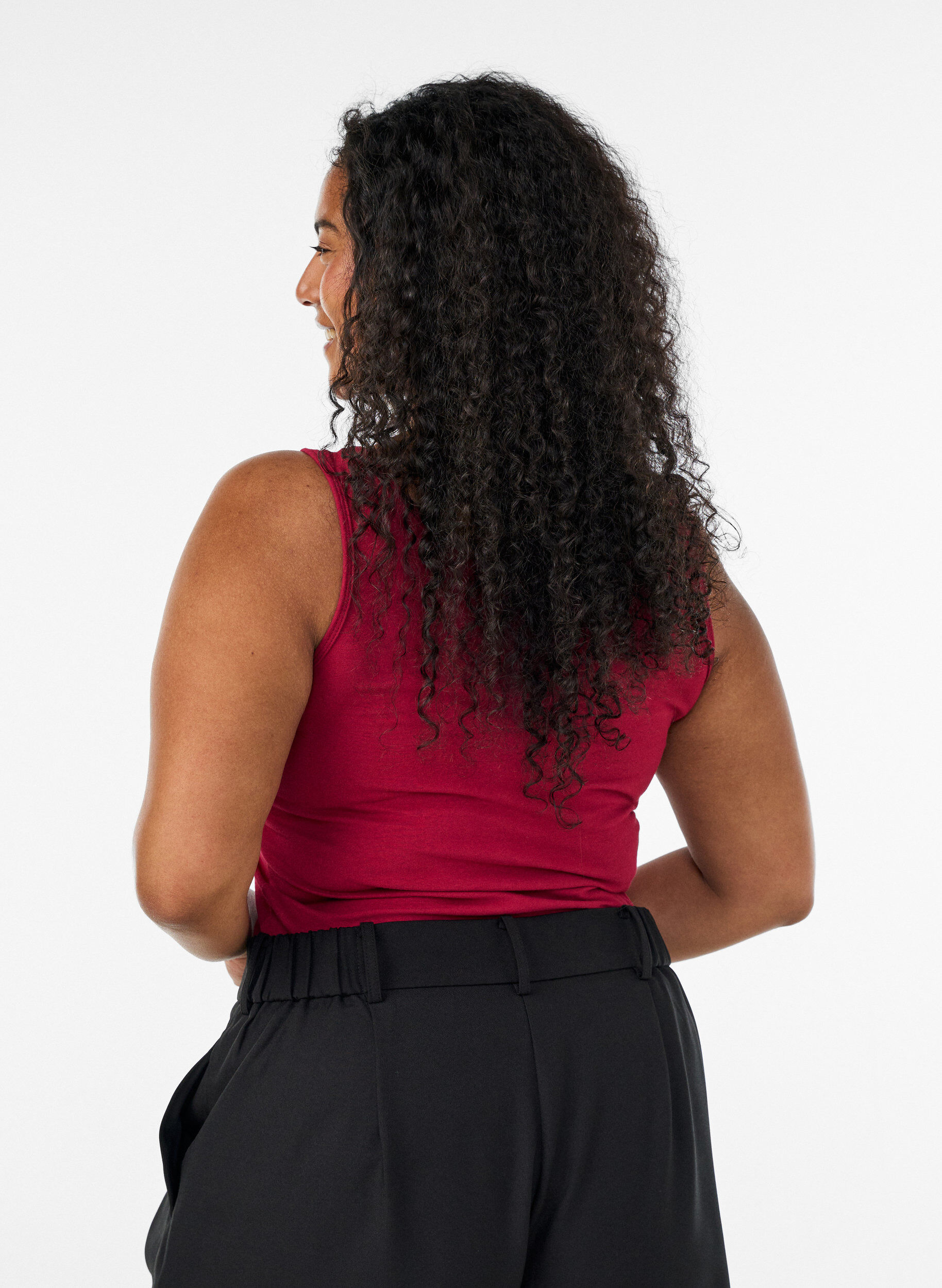 ZizziEinfarbiges Basic Top aus Baumwolle, Rot, Model image number 2
