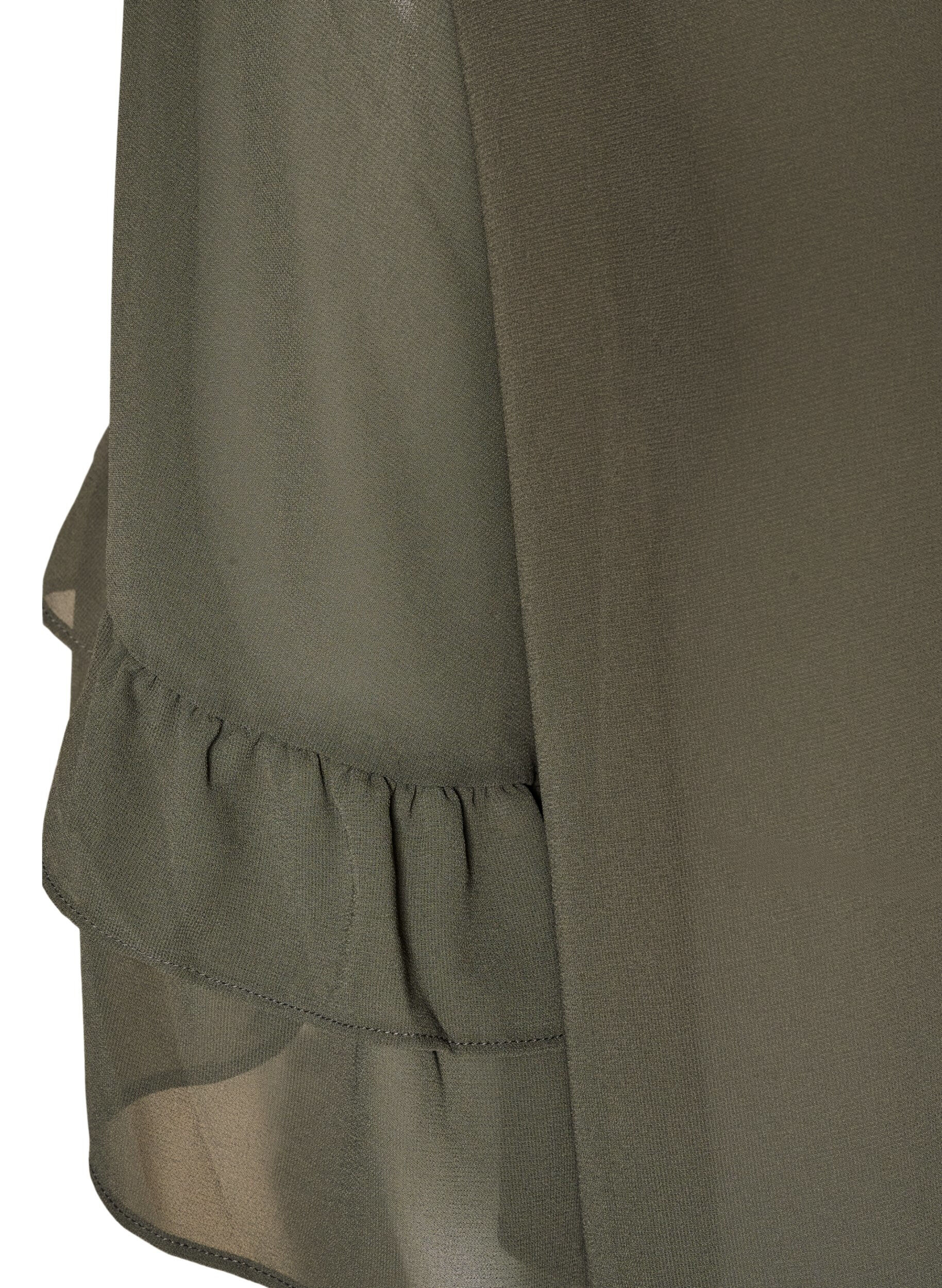ZizziBluse mit Bindeband und R&uuml;schendetails, Grau, Packshot image number 3