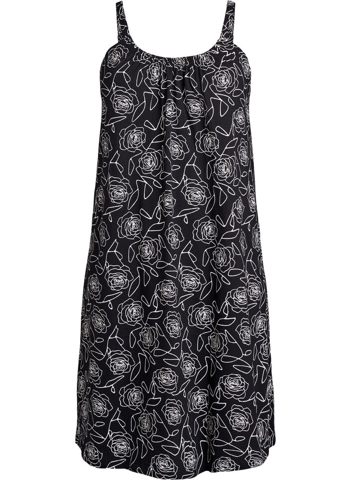 Midi-Tr&auml;gerkleid aus Bio-Baumwolle., Schwarz, Packshot image number 0