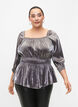 Silberfarbene Bluse mit 3/4-Ärmeln und Smock, Dark Silver, Model image number 0