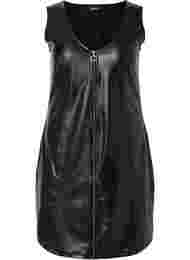 Kunstlederkleid mit Reißverschluss, Black, Packshot