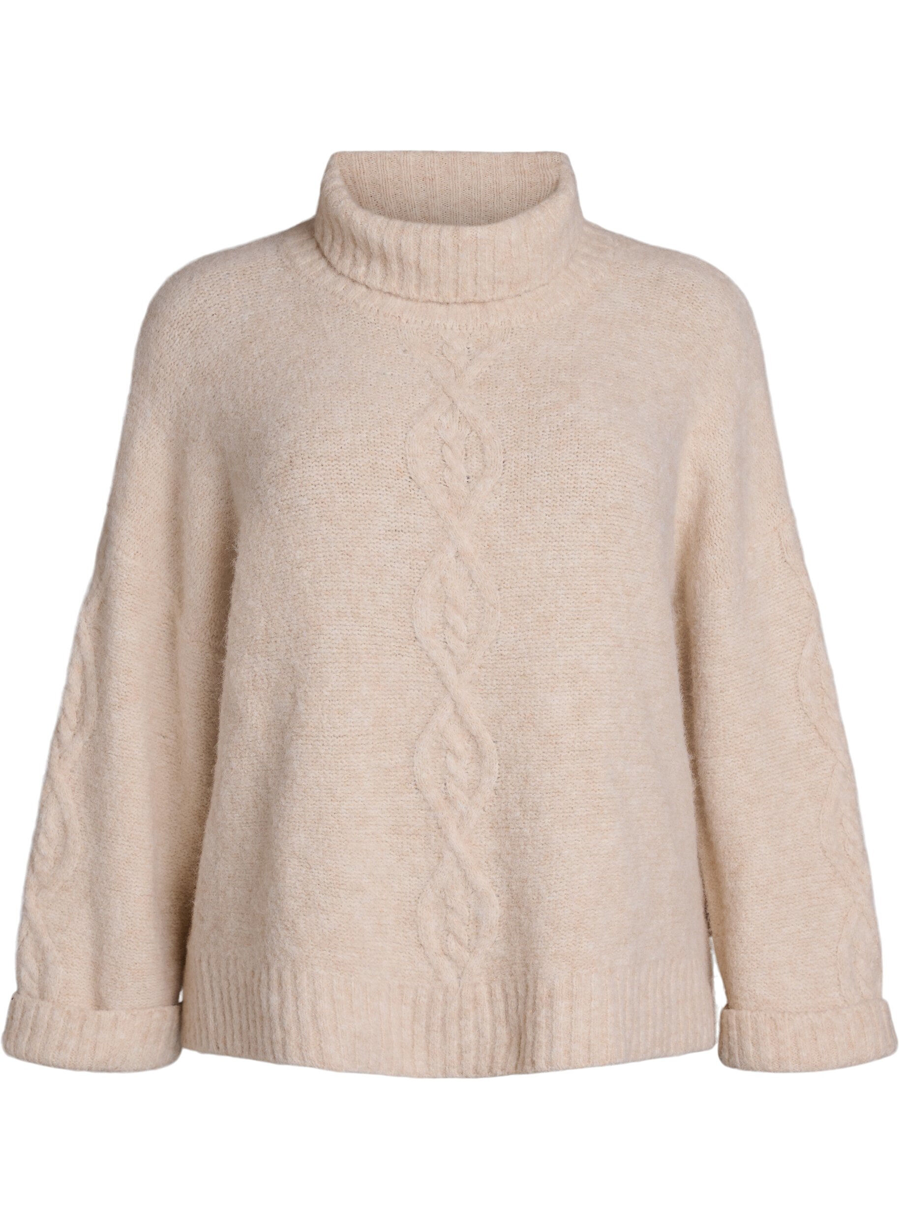Pullover mit Rollkragen und Zopfmuster