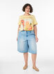 T-shirt aus Baumwolle mit Print, Gelb, Model image number 1