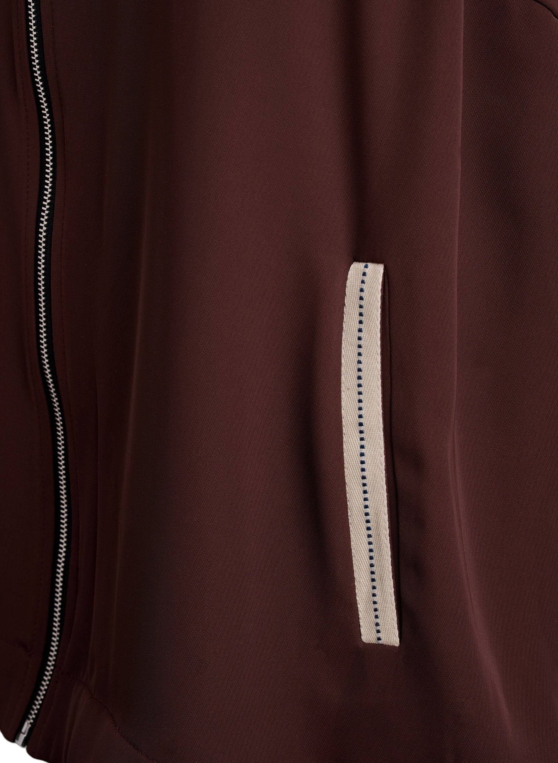 ZizziTrainingsjacke mit sportlichen Details und Rei&szlig;verschluss, Braun, Packshot image number 3