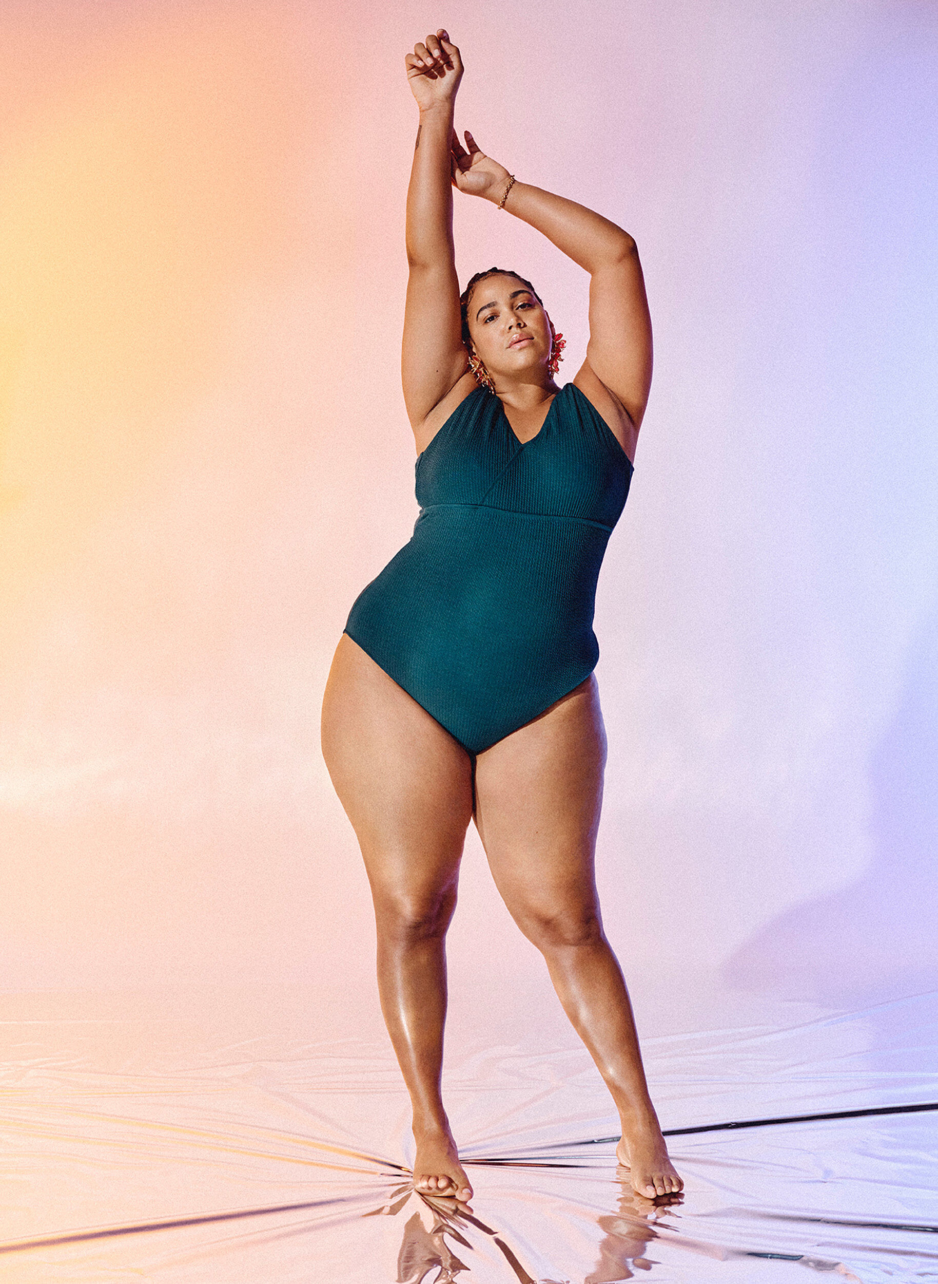 ZizziBadeanzug mit Krepp-Textur und Wickeleffekt, Dark Sea, Image image number 0