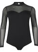 Body mit Nieten und langen Mesh-Ärmeln, Black, Packshot image number 0