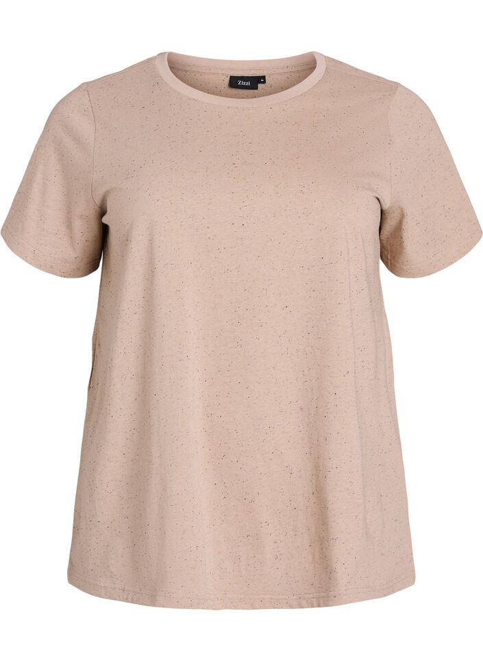 Baumwoll-T-Shirt mit Rundhalsausschnitt, Beige, Packshot image number 0