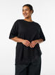T-Shirt mit asymmetrischem Spitzensaum, Schwarz, Model image number 0