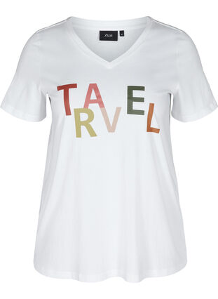 T-Shirt mit Print, Bright White TRAVEL, Packshot image number 0