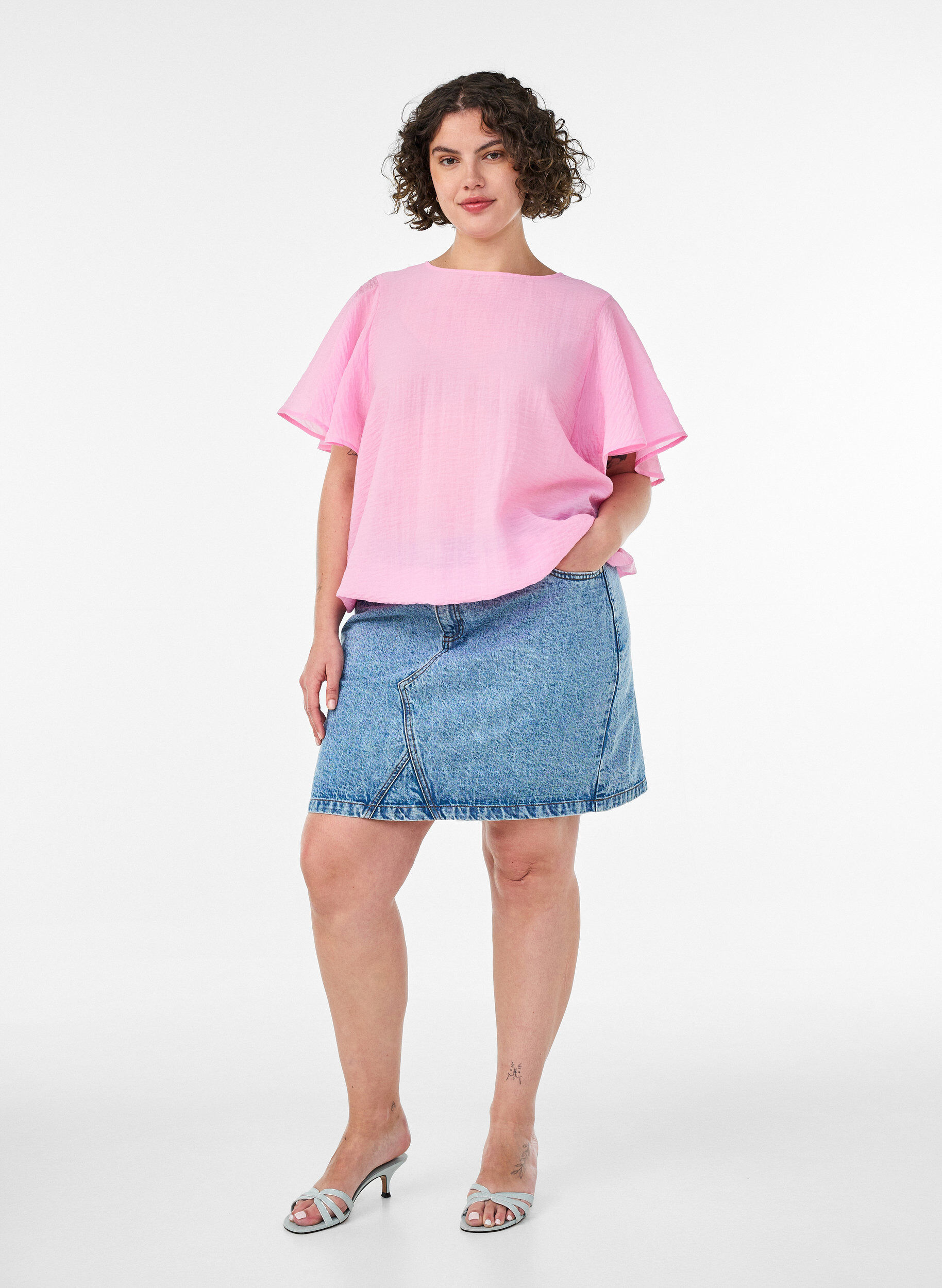 ZizziBluse mit Ballonform und Fl&uuml;gel&auml;rmeln, Pink, Model image number 1
