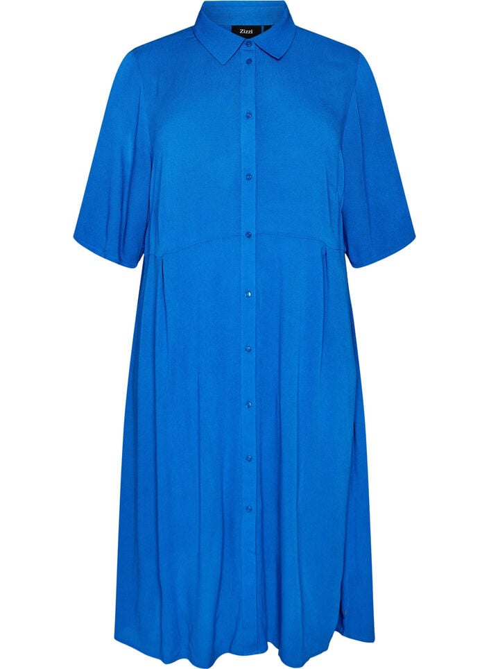 Midikleid mit kurzen &Auml;rmeln, Blau, Packshot image number 0