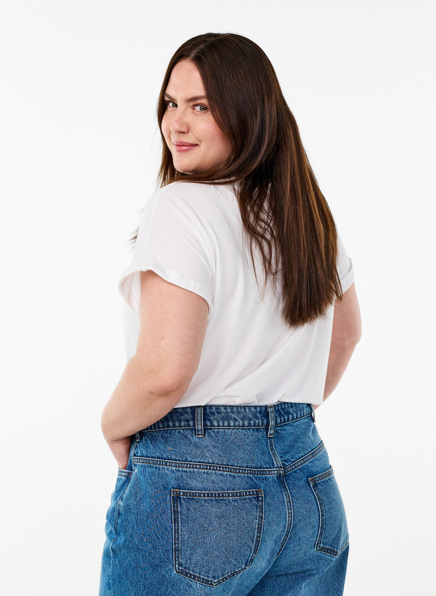 ZizziLockeres T-Shirt mit Rundhalsausschnitt, Wei&szlig;, Model image number 2