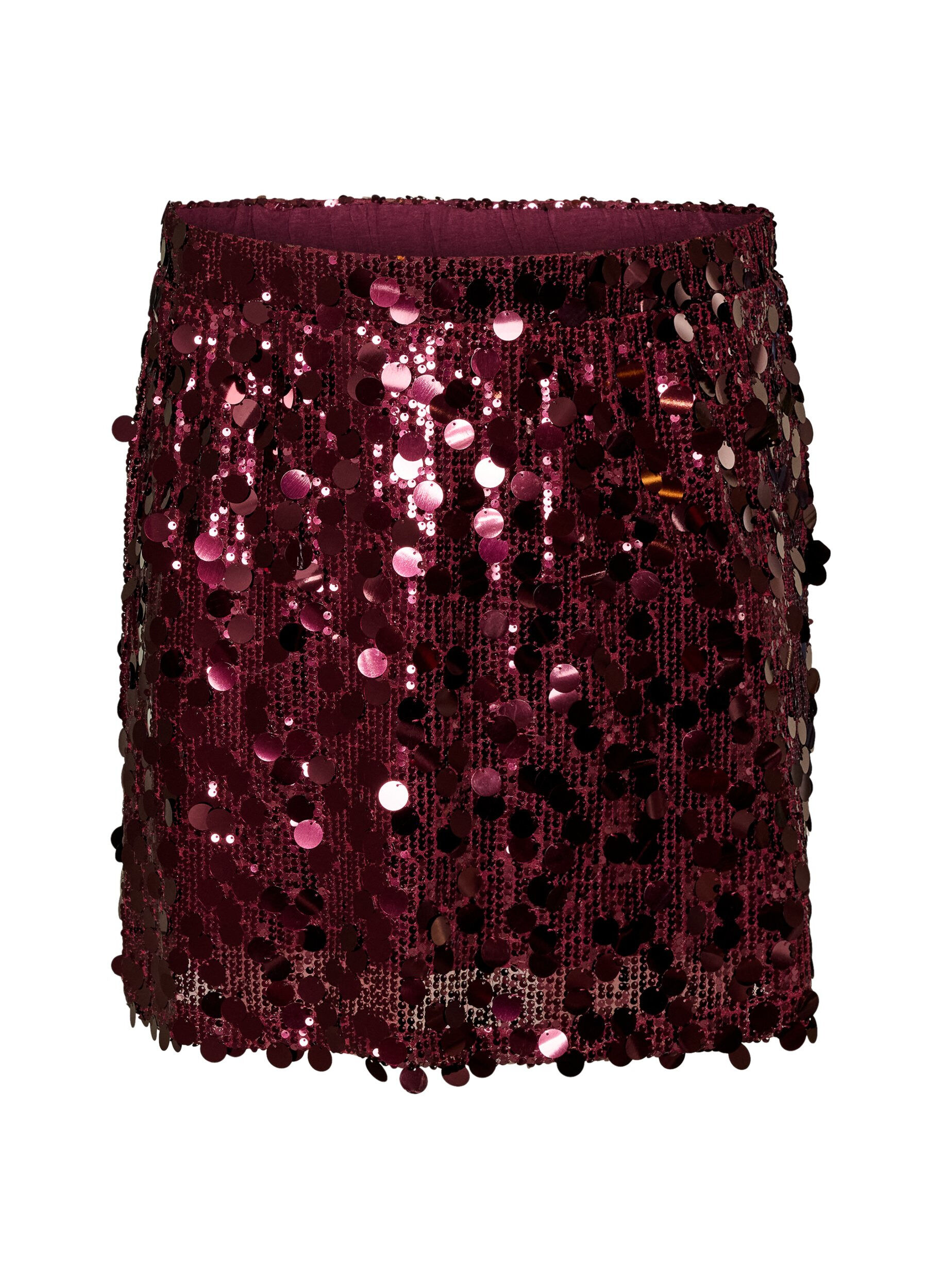 ZizziKurzer Paillettenrock mit Gummibund, Dunkles Bordeaux, Packshot image number 0
