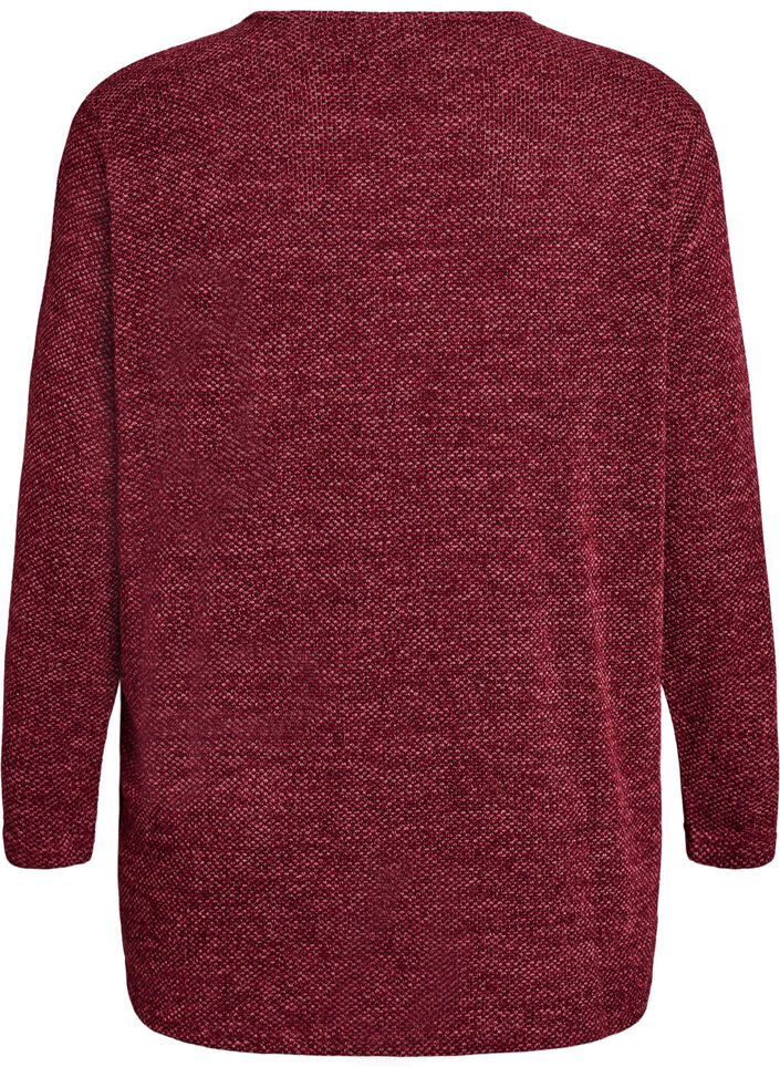 Lang&auml;rmelige Bluse mit Struktur, Dunkles Bordeaux, Packshot image number 1