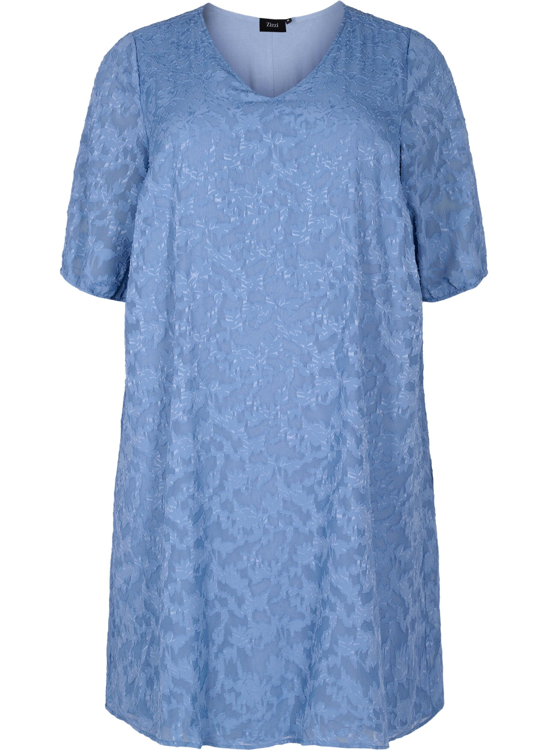 ZizziKurz&auml;rmeliges Kleid mit Struktur, Coronet Blue, Packshot image number 0