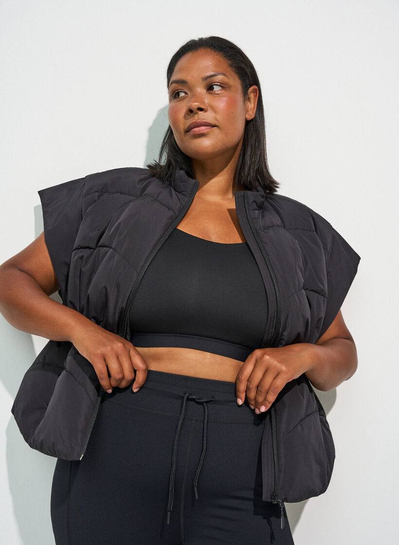 Steppweste mit verstellbarer Taille, Schwarz, Model image number 3