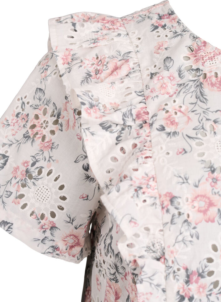 Bluse aus Baumwolle mit Broderie Anglaise und R&uuml;schen, Rot, Packshot image number 3