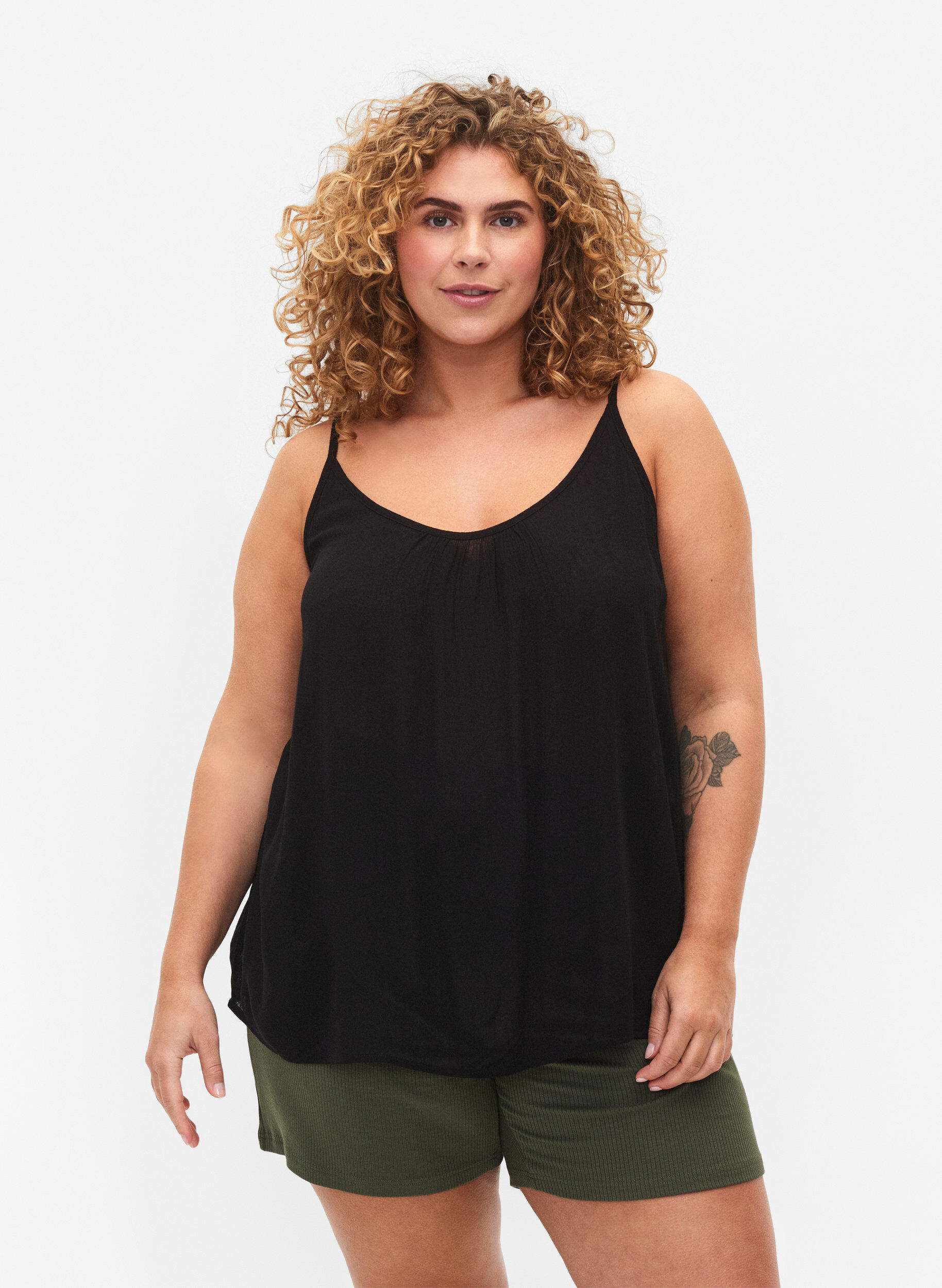 Tr&auml;gertop aus Viskose, Schwarz, Model