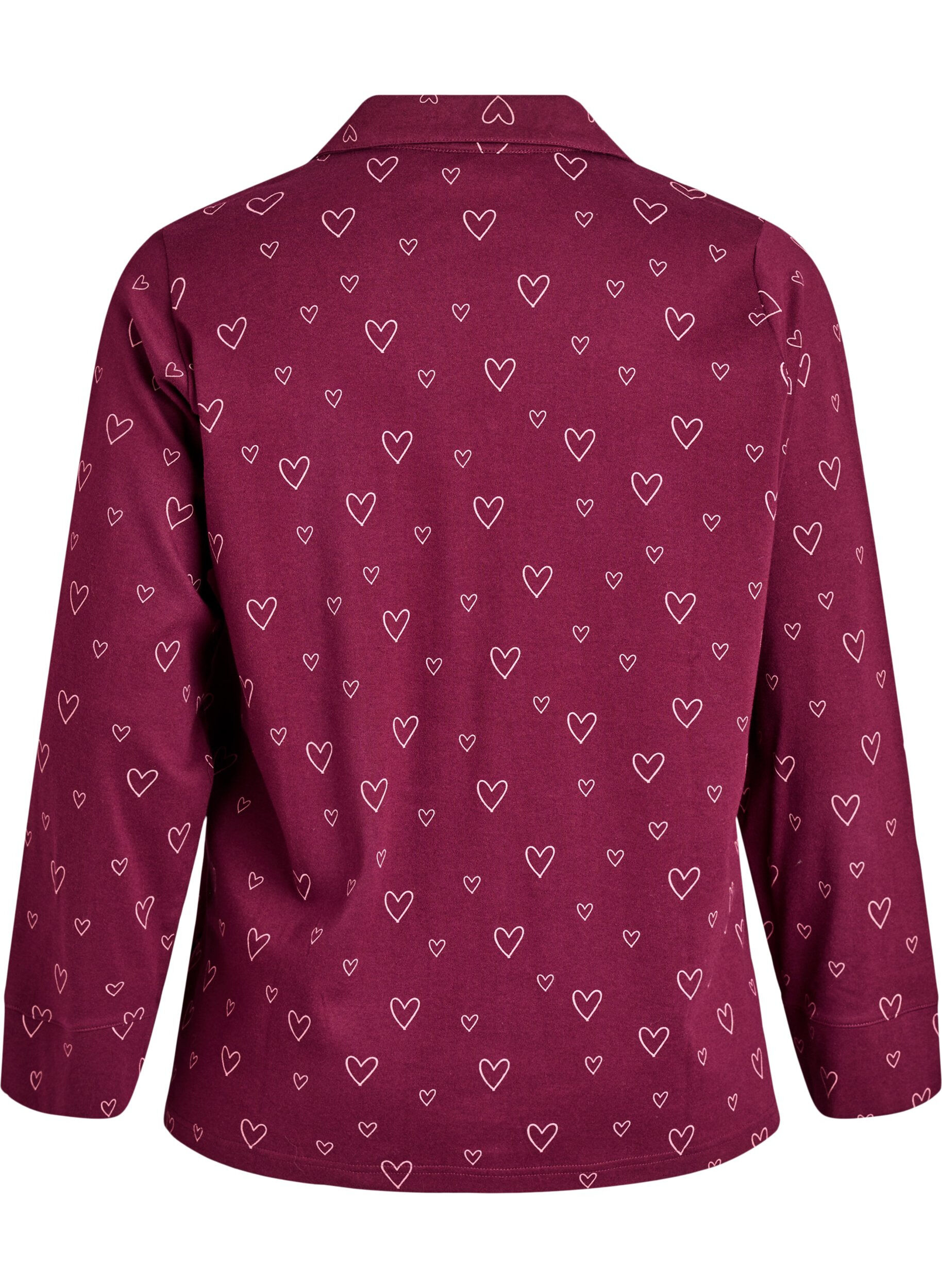 ZizziBaumwoll-Pyjamahemd mit Brusttasche, Rot, Packshot image number 1