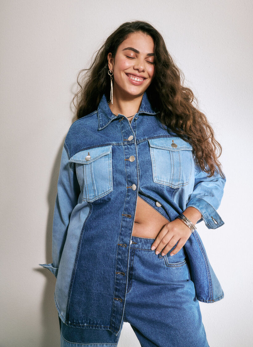 Colorblock Denim-Jacke, Light Blue Denim, Image image number 0