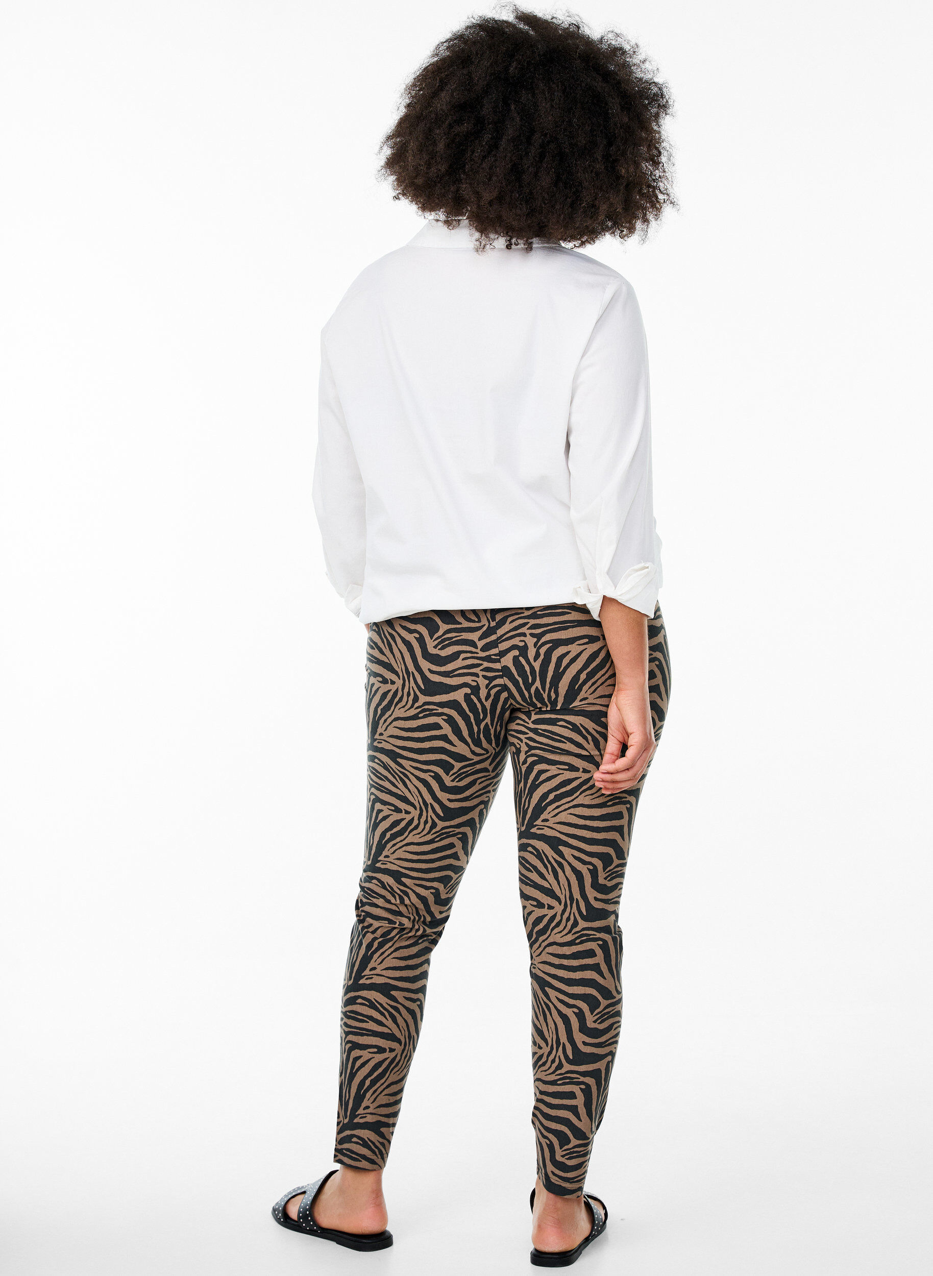 ZizziLeggings aus Viskose mit Zebraprint, Braun, Model image number 2
