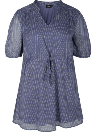 Tunika mit Print und verstellbarer Taille, Blue Indigo AOP, Packshot image number 0