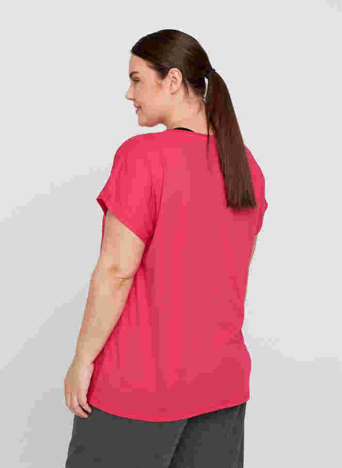 Einfarbiges Trainings-T-Shirt, Pink Peacock, Model image number 1