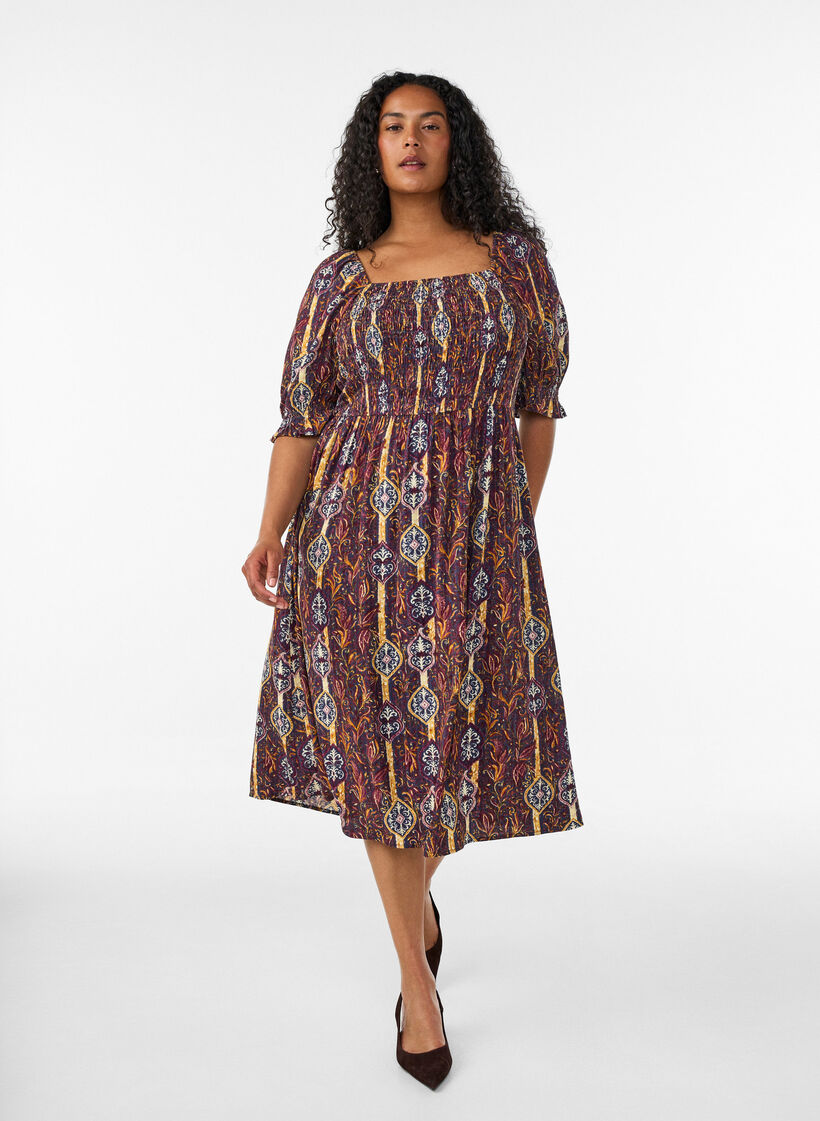 Sommerkleid aus Viskose mit Paisleymuster, Lila, Model image number 0