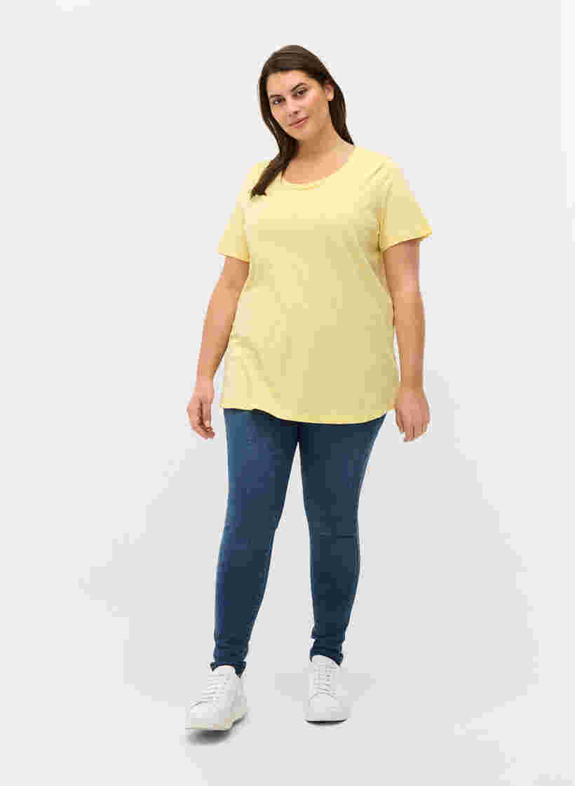 Kurzarm T-Shirt aus Baumwolle mit Aufdruck, Pale Banana Shine, Model image number 3