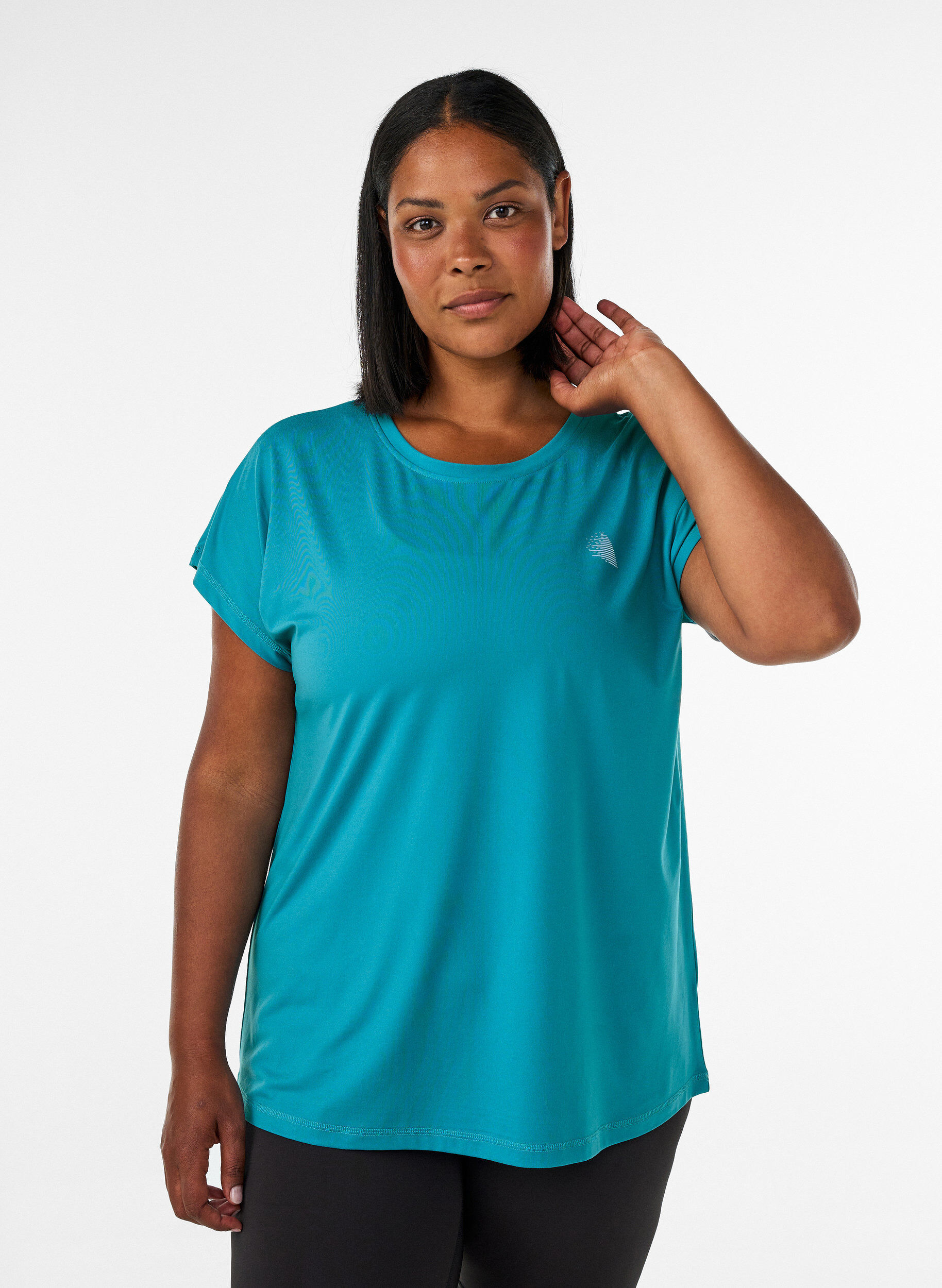 ZizziEinfarbiges Trainings-T-Shirt, Petrol, Model image number 0