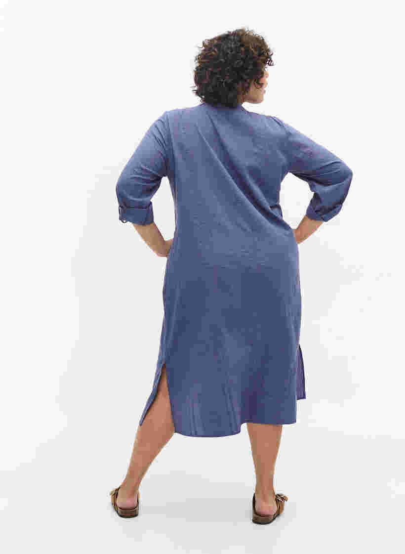 Hemdkleid aus Baumwolle mit 3/4-Ärmeln, Nightshadow Blue, Model image number 1