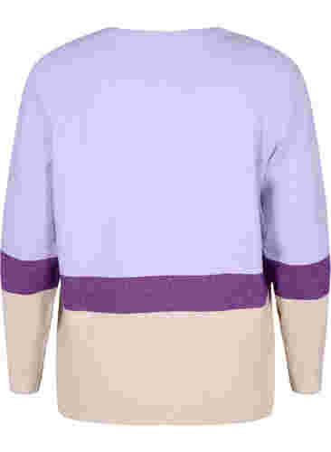 Strickbluse mit Rundhalsausschnitt, Lavender Comb, Packshot image number 1
