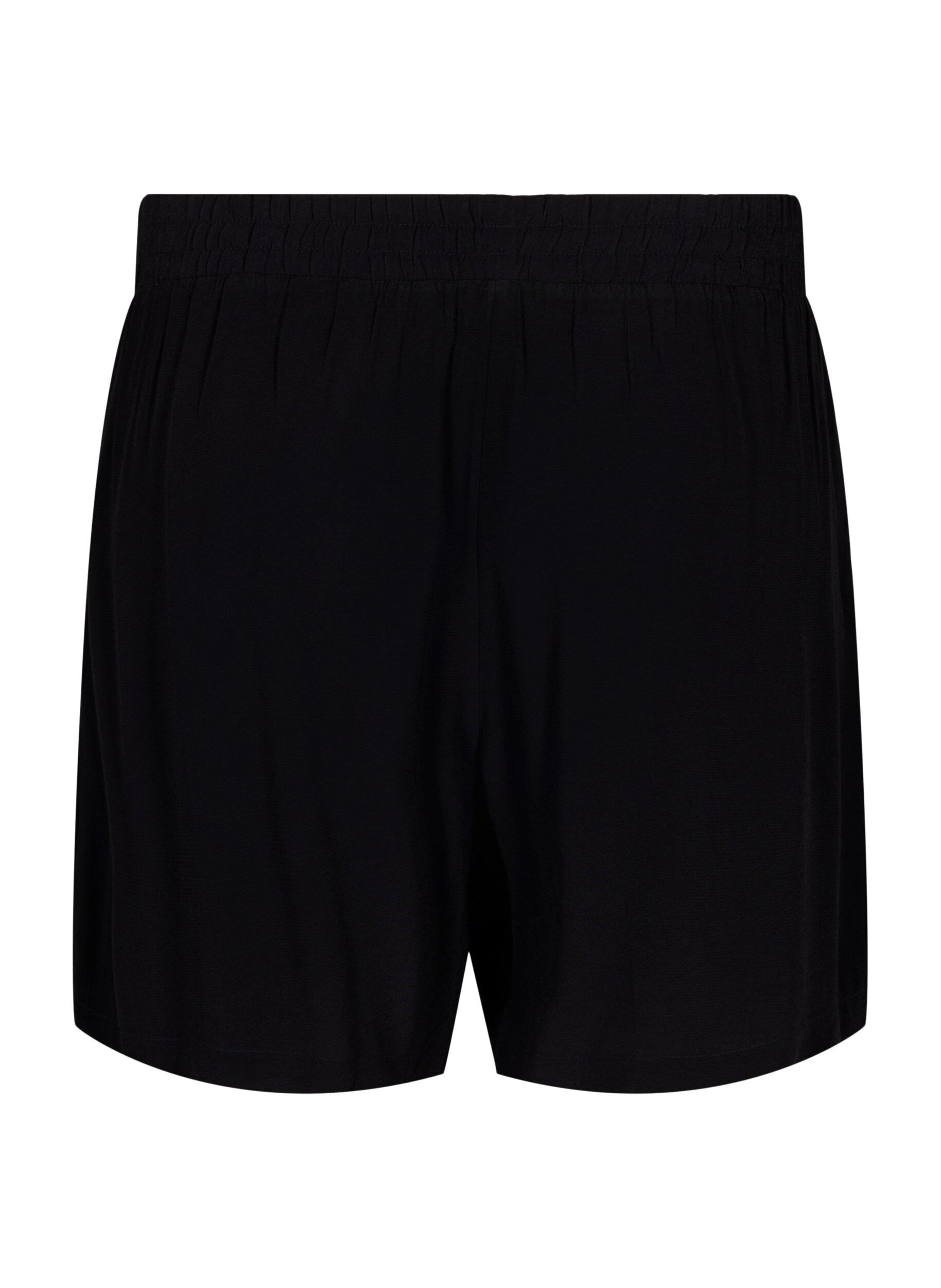 ZizziLocker sitzende Shorts aus Viskose, Black, Packshot image number 1