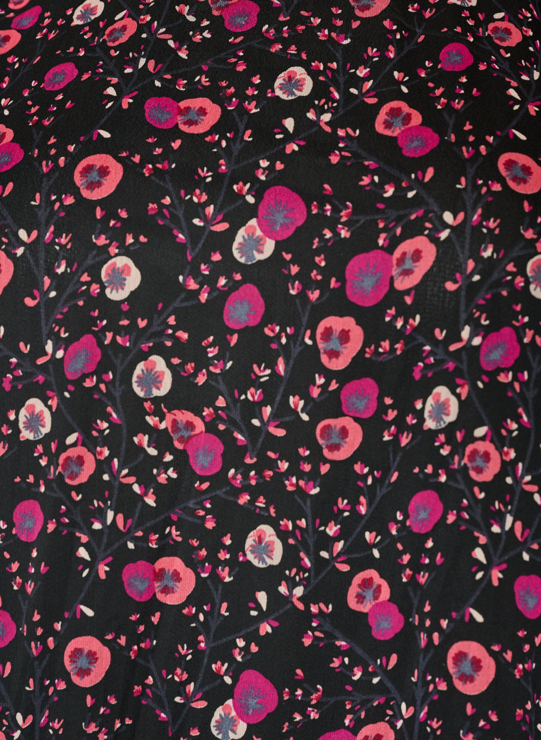 ZizziGebl&uuml;mte Bluse aus Chiffon mit transparenten &Auml;rmeln, Schwarz, Packshot image number 2