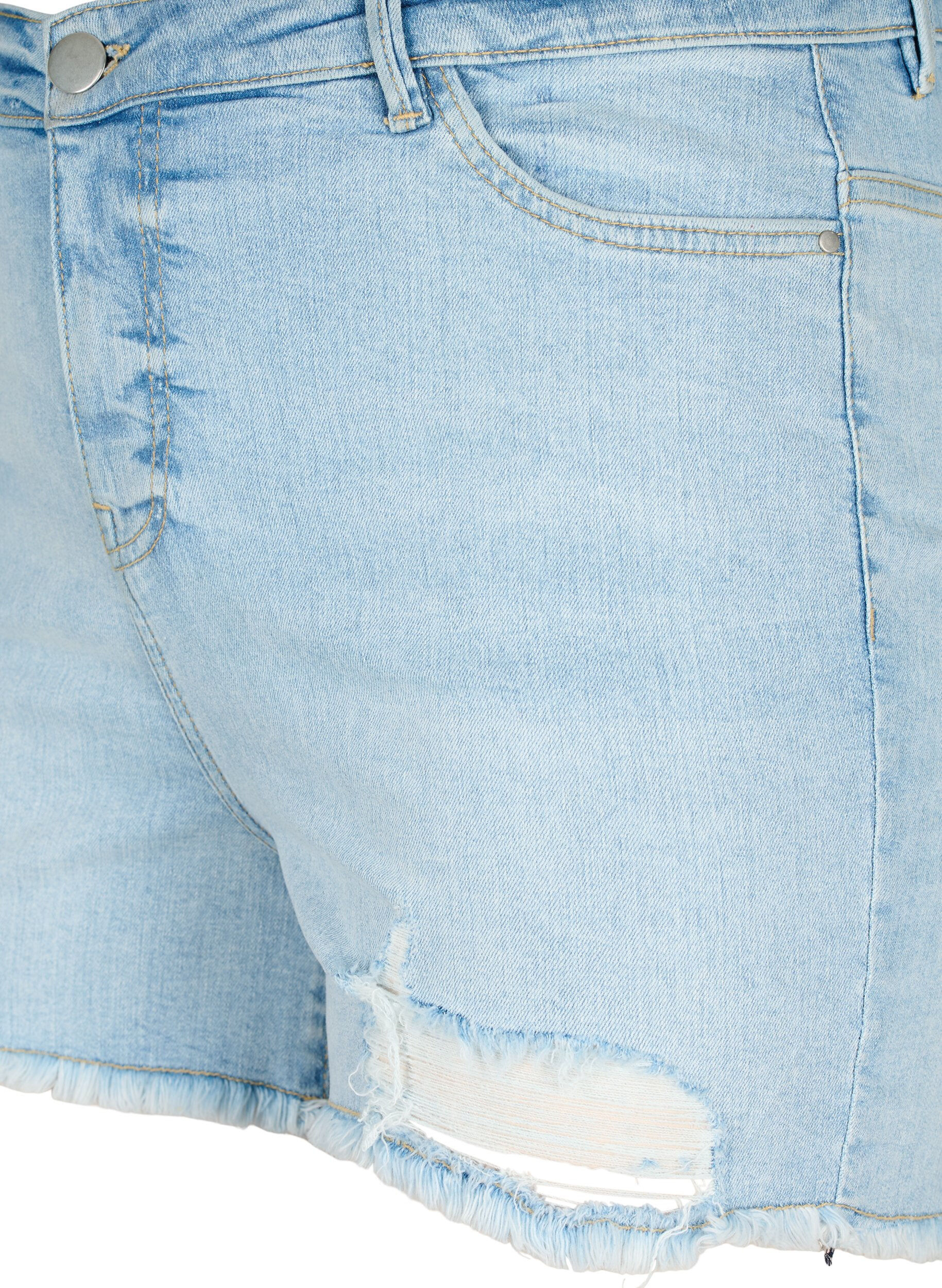 ZizziDenim-Shorts mit Distressed-Effekt, Light Blue Denim, Packshot image number 2